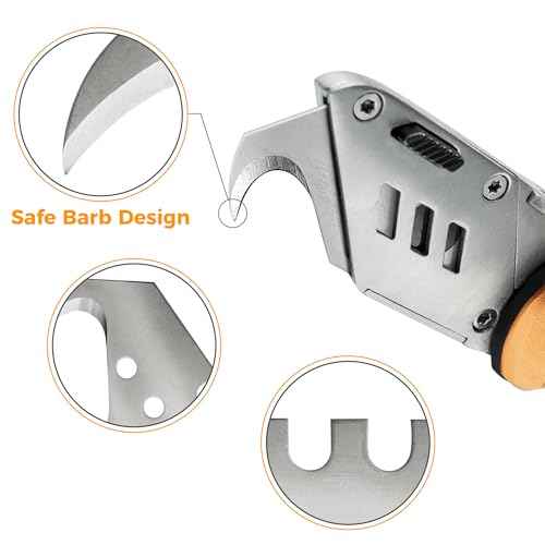 30PCS Utility Hook Blades, SK5 Carbon Steel Super Big Hook Trimming Blades, Safety Horn Knife Blade for Wallpaper, Cutting Carpets, Roofing, Industry Materials