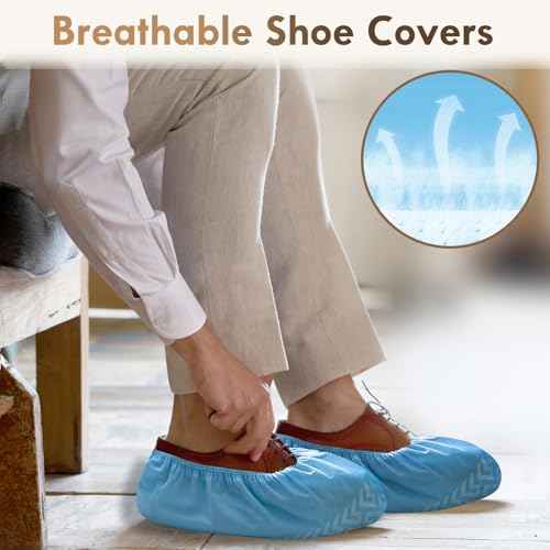 Shoe Covers Disposable Non-slip,Durable & Recyclable Booties for Shoes Covers,Foot Covers for Shoes Disposable,Stretchable Fits Up to Size 13 US Men,X-Large 50 Count