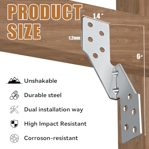 Heavy-Duty Hurricane Tie Brackets - 80 Pack Rafter & Joist Reinforcement