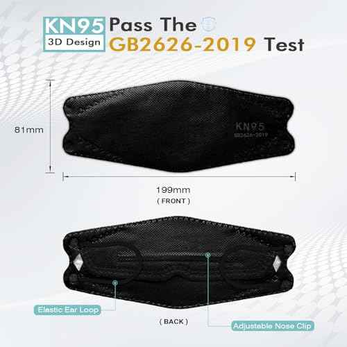 LEMENT KN95 Face Masks,50 Pack Breathable Cup Dust Disposable Masks For Adult,Teenager