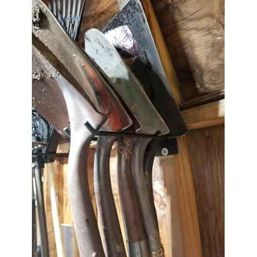 4 Pack Garage Storage Organizer for Tool Organization Heavy-Duty Solid Steel Wall Hanger for Garden Tools - Shovel Holder, Rake Broom Yard Wall Mount Hooks - Overhead Garage Storage Rack