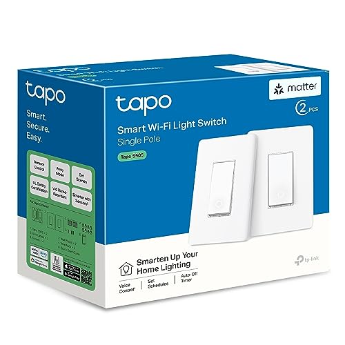 Tapo S505 Single Pole Matter Smart Light Switch 2-Pack - Voice Control & Timer