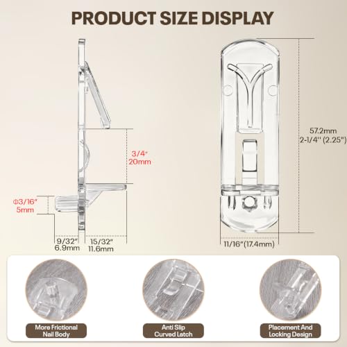 Luxify 20pcs Clear Locking Shelf Pegs 5mm for 3/4" Thick Cabinets & Shelves