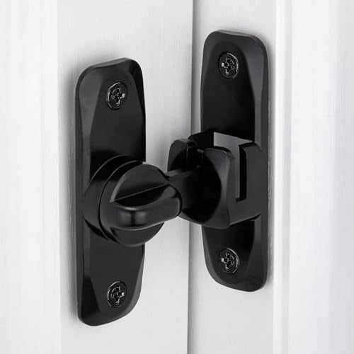INIRET Black Barn Door Lock 90/180 Degree Adjustable Latch - Model B, Black