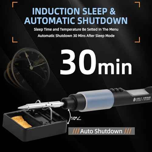 FEITA PTS200 Soldering Iron Kit for Electronics, 100W Mini Smart Digital Pencil Solder Iron Pen, Boost Mode, Auto Sleep & Shutdown, Type-C, OLED Display Micro Soldering Tools with 1 Solder Tips