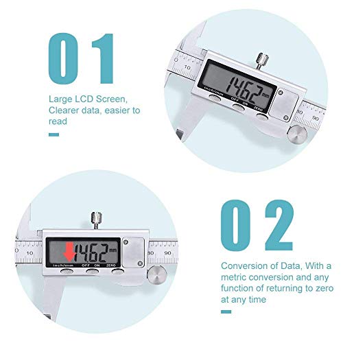Digital Caliper Measuring Tool, Stainless Steel Vernier Micrometer