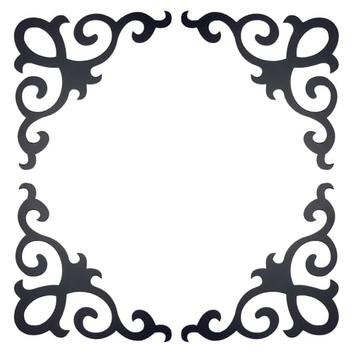 uxcell 8 Pcs Self-Adhesive Wall Sticker Mirror Decals, Acrylic Hollow Mirror Tiles Sticker Applique Corner Hollow Stickers for Home Room Background Decoration, Black (10x10cm)