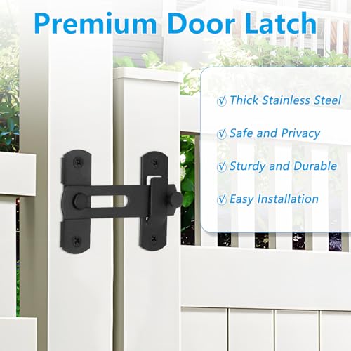 GuoluvSoo Black 4-Inch Sliding Barn Door Lock - 2 Pack, Heavy Duty Stainless Steel