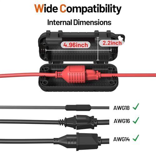 Outdoor Waterproof Extension Cord Cover IP54 Water-Resistant Plug Protector Black 1 Pack