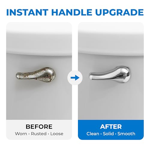 Qualihome Chrome Finish Side Mount Toilet Handle Replacement Kit - Universal, Modern Bathroom Decor