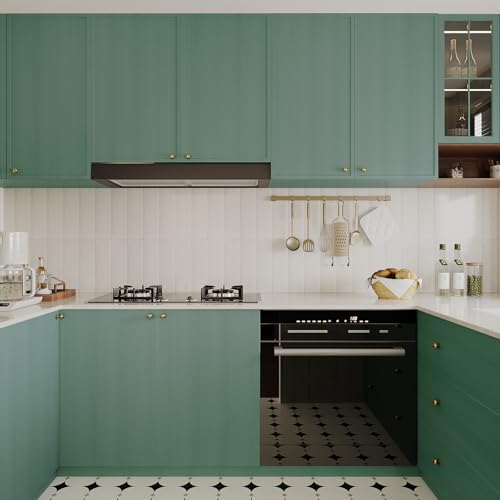 VaryPaper Rustic Green Wood Contact Paper Peel and Stick Countertops Wood Wallpaper Waterproof Wood Grain Vinyl Wrap for Cabinets Desk Table Removable Self Adhesive Wood Laminate Sheets 15.7''x78.7''
