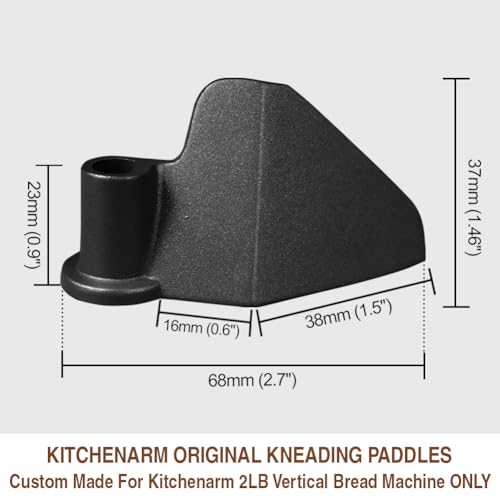 KitchenArm 2LB Vertical Bread Pan with Kneading Paddle, Teflon Nonstick, Silver Inside Black Outside (KA8520/KA8510) – Replacement Part