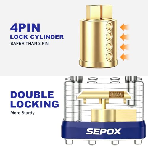 SEPOX Heavy Duty Outdoor Padlock 2PCS Keyed-Alike, 1-9/16 Inch Extra Long Shackle
