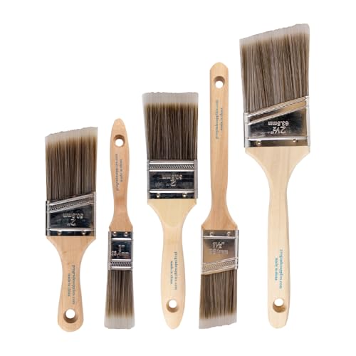 Pro Grade 5-Piece Paint Brush Set for Walls, Trim & Stain - Professional Quality