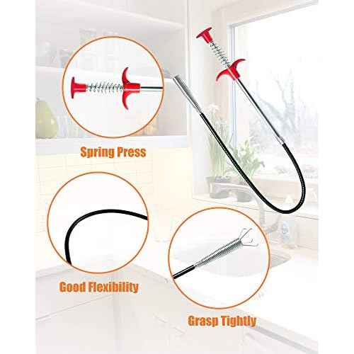 Hair Drain Clog Remover Tool ? 6 ¡¿ 25-Inch Sink Snake + 1 ¡¿ 24-Inch Drain Cleaner Tool, Plumbing Snake for Shower, Toilet, Kitchen Sink & Tub ? 7-Piece Hair Removal Tool Set