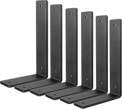 Aunulahca Heavy Duty 10-Inch Black Shelf Brackets 6 Pack for DIY Floating Shelves