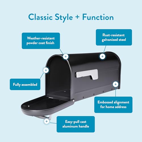 Architectural Mailboxes Chadwick Galvanized Steel Post Mount Mailbox - Black, Medium Capacity