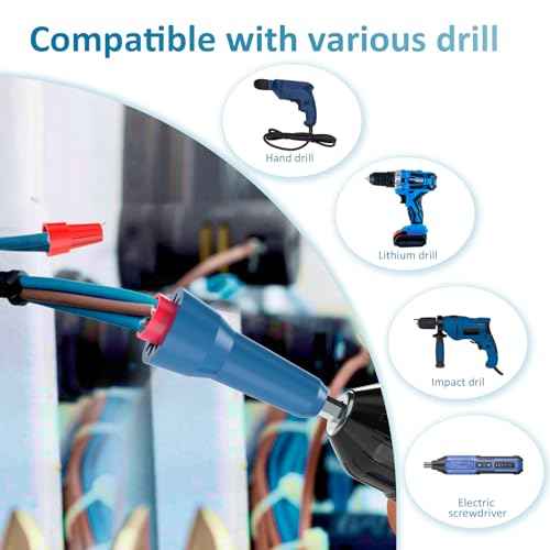 Wire Nut Twister & Wire Twister Tool for Drill, 1/4" Chuck Spin Twist Connector Socket, Compatible with 8-14 AWG, Quick Cable Stripping and Twisting Driver
