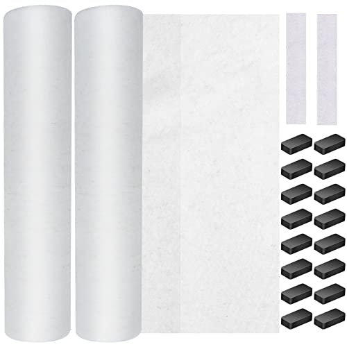 Elesunory 2 Rolls Range Hood Filter Paper - Nonwoven Fabric, Adhesive Strips & Magnetic Block, 10m Each