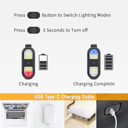 Faxins Rechargeable Clip-On LED Running & Dog Walking Light - 450 Lumens, Hands-Free Safety Flashlight, Black, 1 Pack