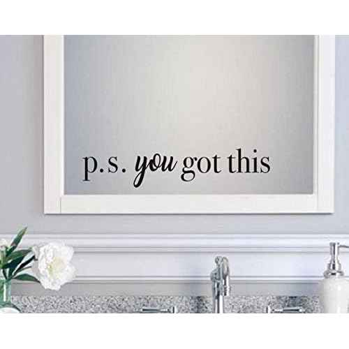 IARTTOP You Got This Wall Decal,Inspirational Quote Positive Attitude Wall Sticker for Bathroom Mirror Bedroom Decor, Motivational Family Lettering Stickers Decoration, Mirror Decals Bathroom,Black