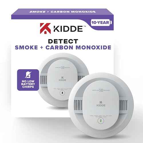 Kidde 10-Year Battery Smoke and Carbon Monoxide Detector, Test/Hush Button, Easy Install, No Wiring Needed, Reliable Fire and CO Safety, Includes Cloth, 30CUD10