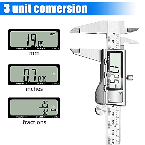 Jiavarry 6 Inch Digital Caliper with Large LCD Screen, Stainless Steel Vernier for Precise Measurement - Model 20-F