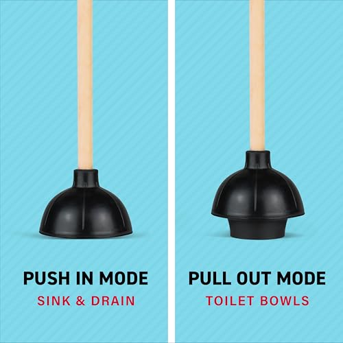 SteadMax Heavy Duty Toilet Plunger - 22 inch Double Thrust Rubber Cup, Pack of 1