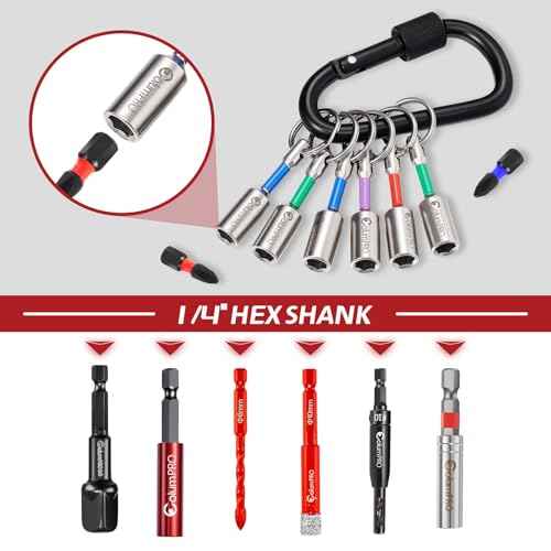 12PCS Bit Holders, 1/4¡± Hex Shank Drill Bit Holder Key Chain, Quick Release Bit Holder for Impact Driver, Electrician Tools