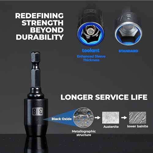 toolant HVAC Tools Nut Driver Set, Impact Magnetic SAE Interchange Nut Driver, 1/4'' 5/16'' 3/8'' 7/16'' 1/2'' for Automotive Repair, Electrical Work