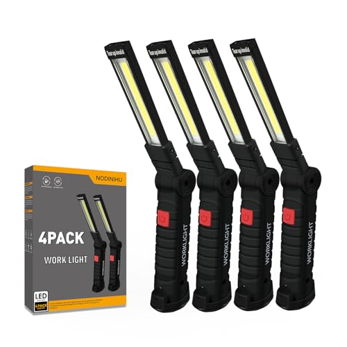 Black Portable Rechargeable Work Light 4 Pack with Magnetic Base & 360° Rotation