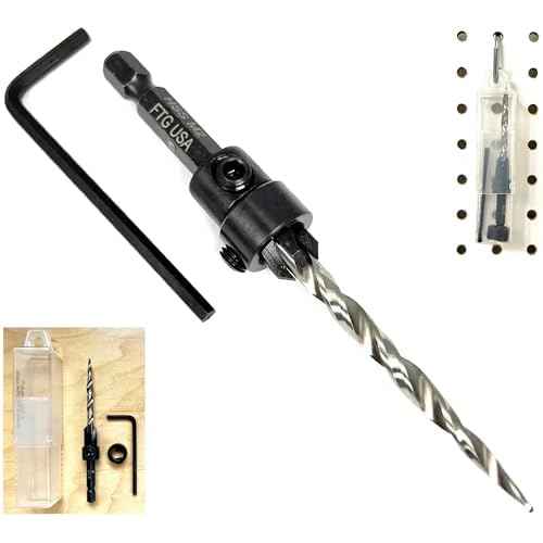 FTG USA Adjustable Wood Countersink Drill Bit #10 (3/16") with Tapered Drill Bit for Woodworking