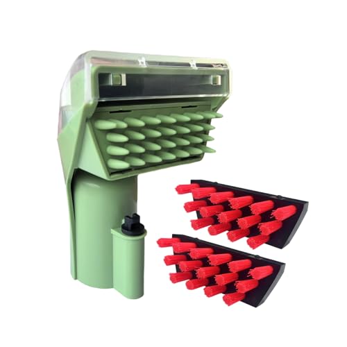 YUYUXB Little Green Machine Tough Stain Tool Attachments – Green, 1 Handle + 1 Silicone Brush + 2 Nylon Brushes