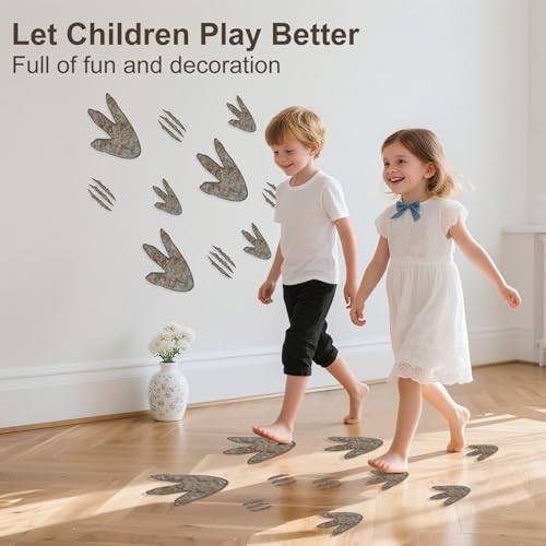 KIUKIUO Dinosaur Footprints Wall Decals - Dinosaur Style, 90 Pieces for Nursery & Kids Room Decor