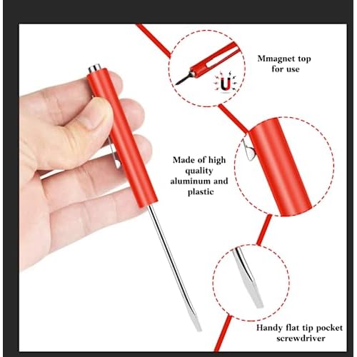 6 Pieces Pocket Screwdriver Mini Tops And magnetic pocket screwdriver with A Single Blade Head for Mechanical, Electrician (Red)