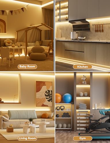 PAUTIX 16.4ft 2700K COB LED Strip Light - Dimmable, UL Listed, Warm White, 24V, RF Remote, Flexible Tape