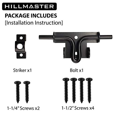 1 Pack Heavy Duty Black Slide Bolt Gate Latch for Wooden Fence Door Lock with Padlock Hole