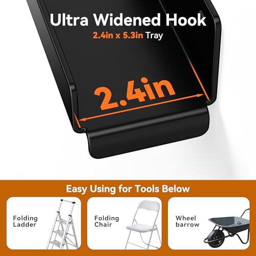 Heavy Duty Ladder Hooks 2 Pack for Garage Wall Storage - Supports Ladders, Chairs & Patio Furniture
