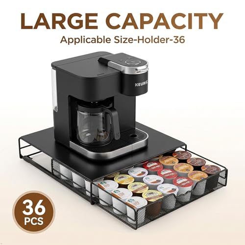 Deco Brothers 36-K-Cup Drawer Holder, Black with Metal Top – Under-Keurig Pod Storage