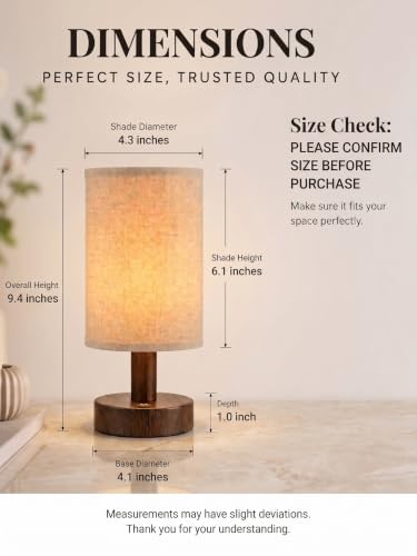 Wood Grain Rechargeable Cordless Touch Table Lamp with Dimmable 3-Color Light