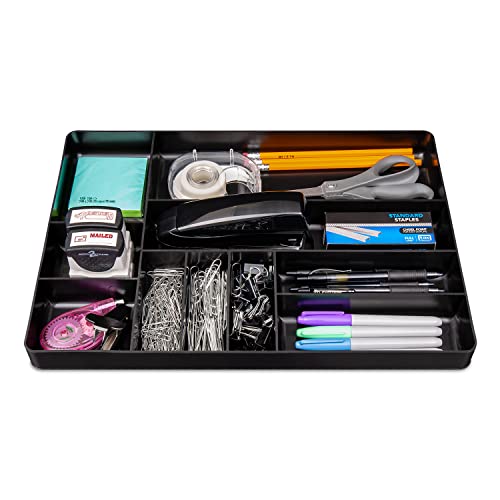 Ernst 10-Compartment Drawer Organizer Black - Heavy Duty Stackable Tool Tray