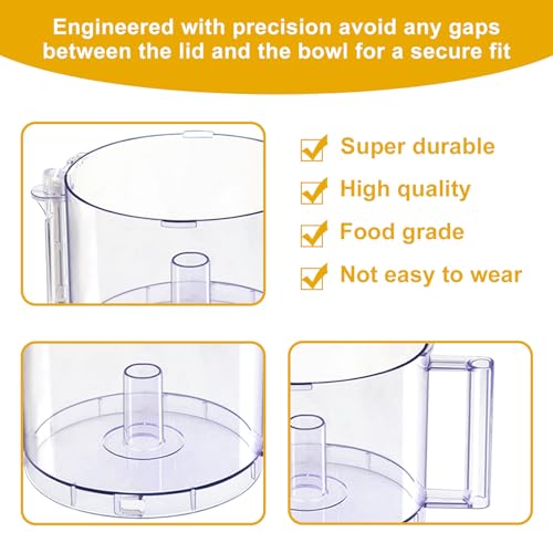 Folosem DLC-005AGTXT 14-Cup Food Processor Work Bowl with Gray Handle for DFP-14 (4-Tab Rim) DLC-005AGTXT