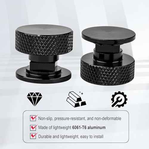 3mirrors Welding Hood (Pipeliner) Helmet Fasteners Headgear Replacement Parts Accessories Screws Flip Hood Aluminum - 1 Pair (Black Anodized Knurled)