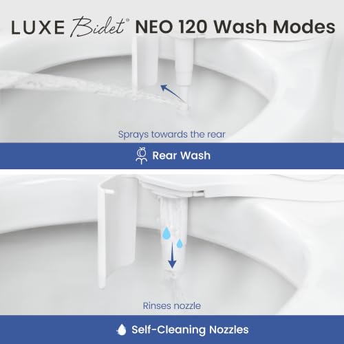LUXE Bidet NEO 120 White Bidet Attachment for Toilet Seat, Hygienic & Eco-Friendly