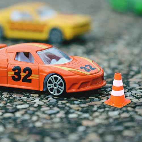 Mini Traffic Signs 50pcs Miniature Traffic Cones Barricades Signs Traffic Scene Roadblock Cones Road Sign Models Early Educational Cognitive Safety Cones for Street Signs Training Party Sports