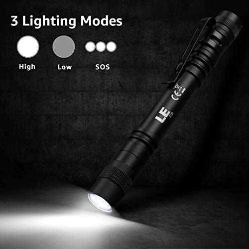 Lepro Black LED Pen Flashlight 2 Pack - Waterproof Mini Pocket Work Light