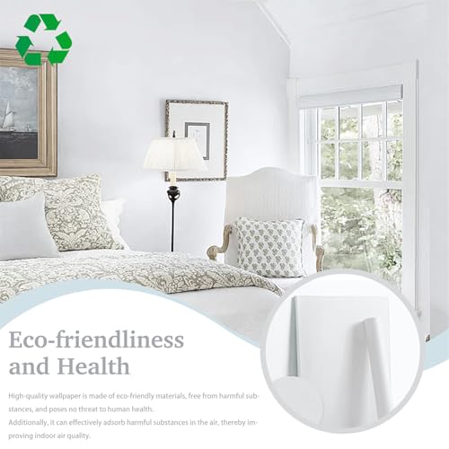 Dimoon 17.7x118 White Peel and Stick Embossed Vinyl Wallpaper Eco-Friendly Wall Covering