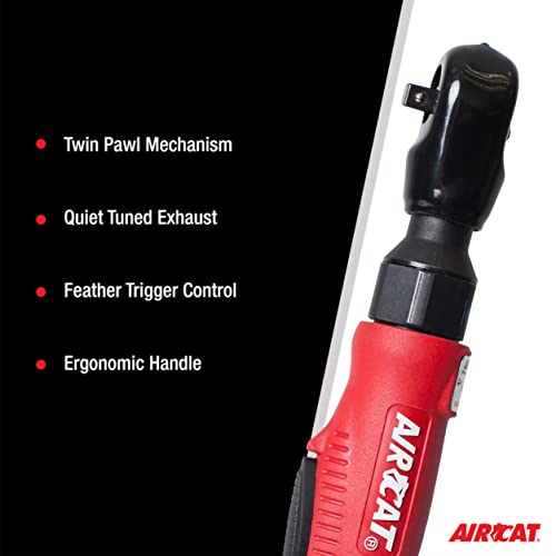 AIRCAT 802 3/8" Composite Air Ratchet Wrench - 70 ft-lb Max Torque, Feather Trigger