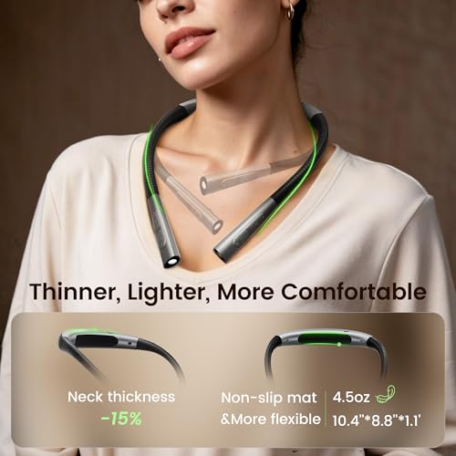 Glocusent Upgraded Gray Neck Light with 100H Battery, Slim Reading Lamp for Bed & Books