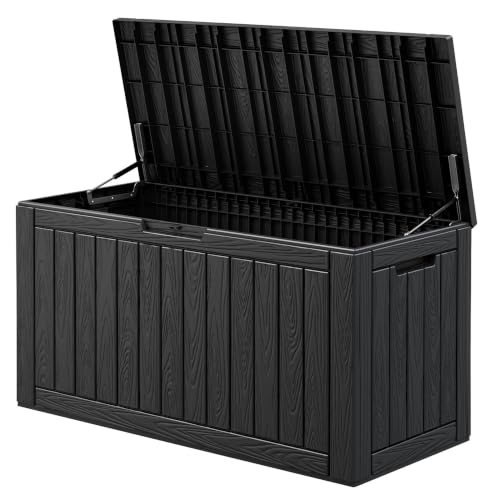 KAMABOKO Black Outdoor Storage Box 150 Gallon Waterproof Deck Storage Chest